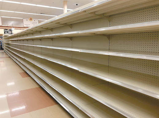 Empty shelves at Hannaford, Gorham Maine